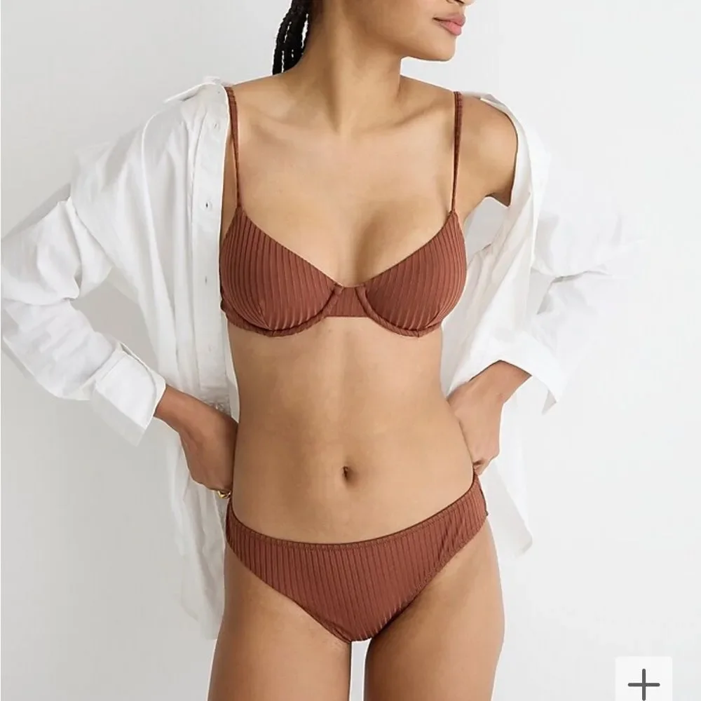 J Crew - NWT - Size XXS - Wide-rib hipster full-coverage bikini bottom - Picture 1 of 2
